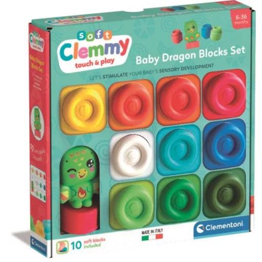 Colorat Clemmy set de cuburi moi de 10 bucăți cu figură Clem