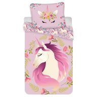 Unicorn Flowers Set lenjerie de pat 140×200 cm, 70×90 cm