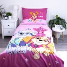 Patrula Cățelușilor Pink Love set lenjerie de pat 140×200cm, 70×90 cm microfibre
