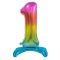 Numere Rainbow Balon foil cifră 1 colorat cu bază 74 cm
