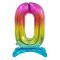 Numere Rainbow Balon din folie colorat cu baza, numărul 0, 74 cm