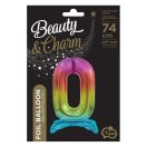 Numere Rainbow Balon din folie colorat cu baza, numărul 0, 74 cm