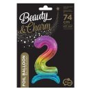 Numere Rainbow Baloane folie colorat numărul 2 cu suport de 74 cm