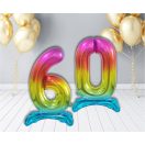 Numere Rainbow Balon folie numărul 6 colorat cu suport, 74 cm